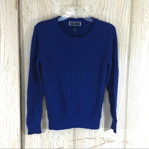 Karen Scott Bright Blue Cable Knit Sweater Size S - Picture 1 of 6